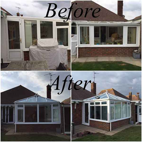 Conservatory roof before / after
